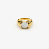 MOTHER OF PEARL ROUND SIGNET RING