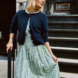 VINTAGE BLUE GREEN FLORAL MIDI DRESS