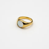 MOTHER OF PEARL ROUND SIGNET RING