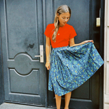 VINTAGE BLUE + GREEN CIRCLE SKIRT