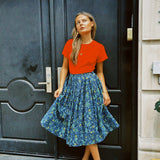 VINTAGE BLUE + GREEN CIRCLE SKIRT