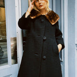 VINTAGE 50'S MINK COLLAR BLACK COAT