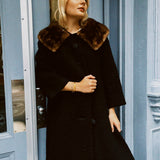 VINTAGE 50'S MINK COLLAR BLACK COAT