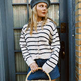 PARKER CHUNKY STRIPE COLLARED CARDIGAN