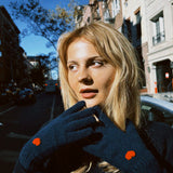 HANSEL FROM BASEL CASHMERE HEART GLOVES, NAVY