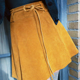 VINTAGE SUEDE WRAP MINI SKIRT