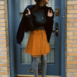 VINTAGE SUEDE WRAP MINI SKIRT