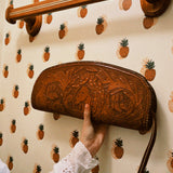 VINTAGE TOOLED LEATHER CLUTCH