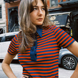 VINTAGE 70s STRIPE DAGGER COLLAR TOP