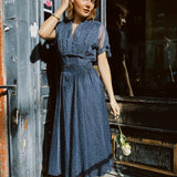 VINTAGE 40s SHEER POLKA DOT MIDI DRESS