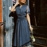 VINTAGE 40s SHEER POLKA DOT MIDI DRESS