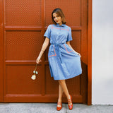 VINTAGE 70s CHAMBRAY & GINGHAM DRESS