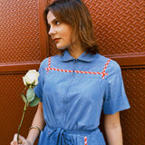 VINTAGE 70s CHAMBRAY & GINGHAM DRESS