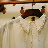 VINTAGE CREAM SILK & LACE COLLARED BLOUSE